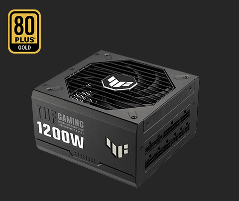 Vista angolata dell'alimentatore TUF GAMING serie Gold